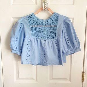 Zara Cropped Eyelet Top NWT
